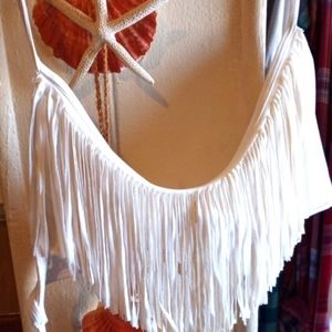 L*space White Fringe Bikini Top